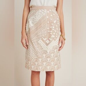 NEW Anthropologie Pankaj & Nidhi Madalene Embroidered Pencil Skirt